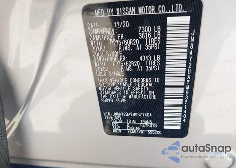 2021 Nissan Armada Sl 2Wd from USA, damaged, VIN JN8AY2BA7M9371404